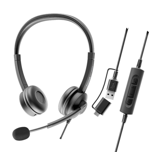 [AX-041] Axtel Flow UC Stereo USB-A Headset+ USB-A/C Adapter 